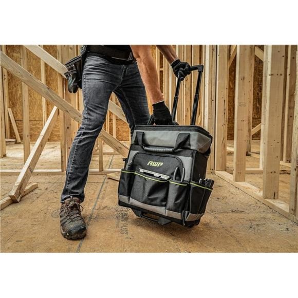 AWP Rolling 14 Inch Tool Bag with Telescoping Rubber Handle, Water-Resistant - Picture 6 of 6